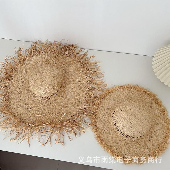 Wholesale Children's Straw Hat Large Eave Lafitte Broken Edge Breathable Sunshade Hat
