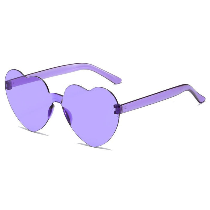 Wholesale Love sunglasses party one-piece frameless sunglasses transparent peach heart glasses