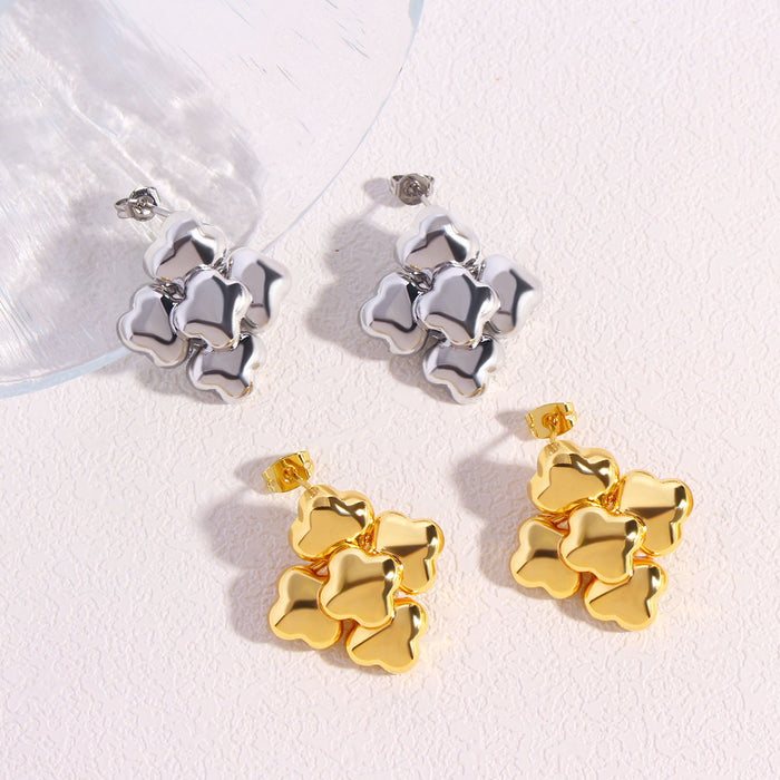 Wholesale Copper Gold Plated Square Polished Earrings JDC-ES-BaiTian015