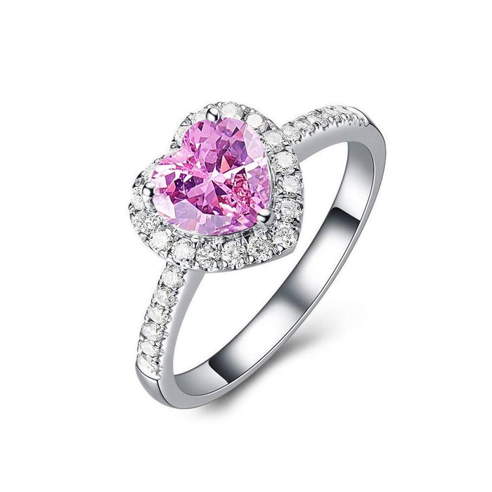 Wholesale Heart-shaped sparkling cubic zirconia open ring