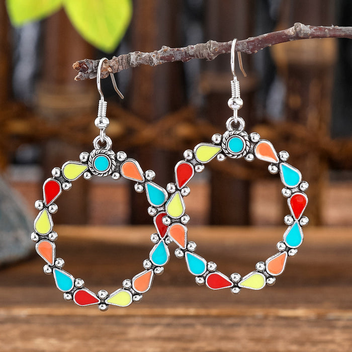 Wholesale Bohemian Geometric Turquoise Earrings Zinc Alloy Fashion Accessory MOQ≥2