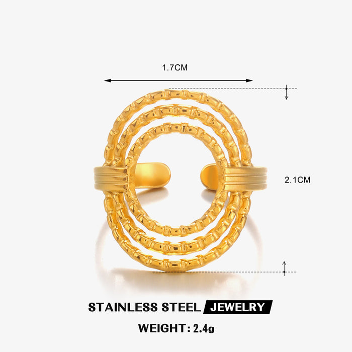 Wholesale Fashionable and popular stainless steel simple hollow circular ring, versatile and niche design sense