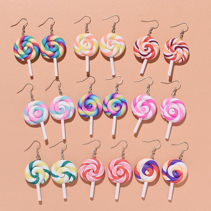 Wholesale Girly Colorful Lollipop Soft Clay Earrings JDC-ES-Xunt006