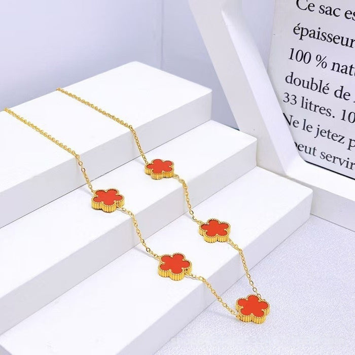 Wholesale Stainless steel clover necklace bracelet earrings
