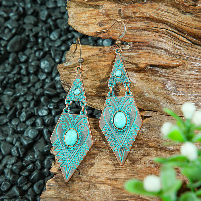 Wholesale Zinc Alloy Bohemian Turquoise Earring Set Fashion Jewelry Accessory MOQ≥2