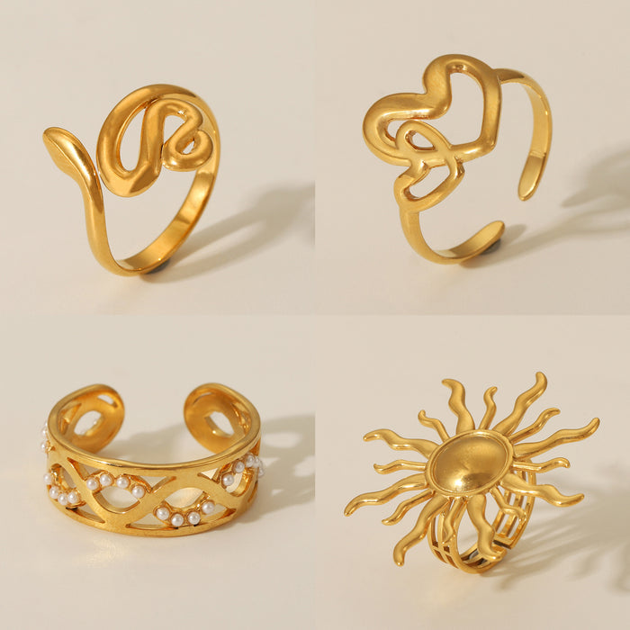 Wholesale Ring stainless steel light luxury personalized design ring gold bracelet