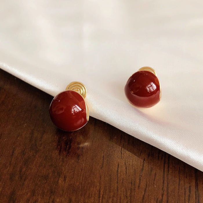 Wholesale  Wine Red Mosquito Incense Plate Ear Clip Without Ear Holes Women's Earrings Retro