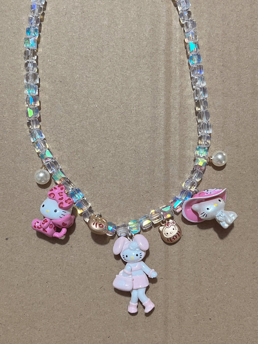 Wholesale Biling Shiny Crystal Necklace Elegant Cat Resin Cartoon Short Necklace Neck Chain for Women