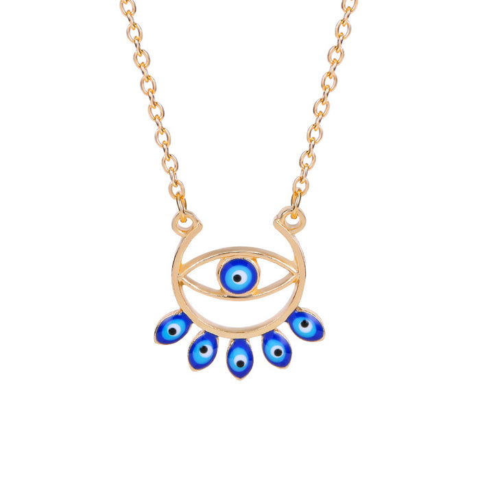 Wholesale New pendant, fashionable and simple, dripping oil Devil's Eye necklace, personalized alloy earrings, collarbone chain