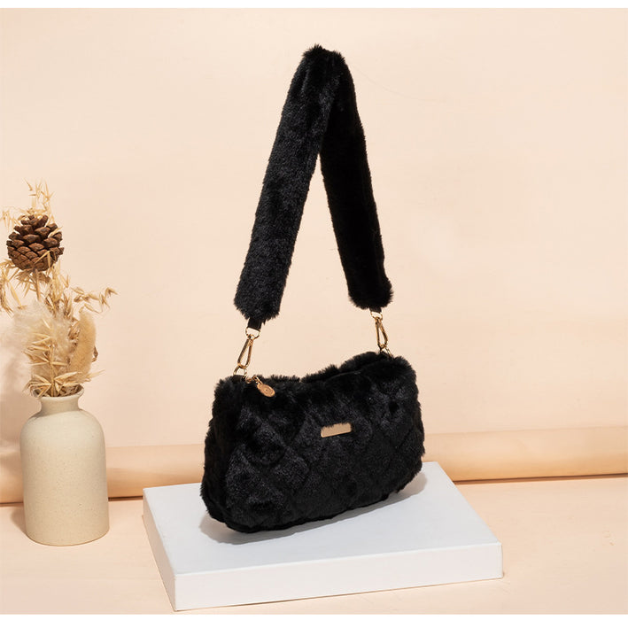 Wholesale Autumn and Winter Plush Bags New Versatile Shoulder Bags Niche Design High-end Armpit Bags JDC-SD-JF004