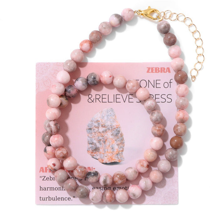 Wholesale 6mm stone bead necklace packaged with an adjustable clasp suitable as a collarbone necklace