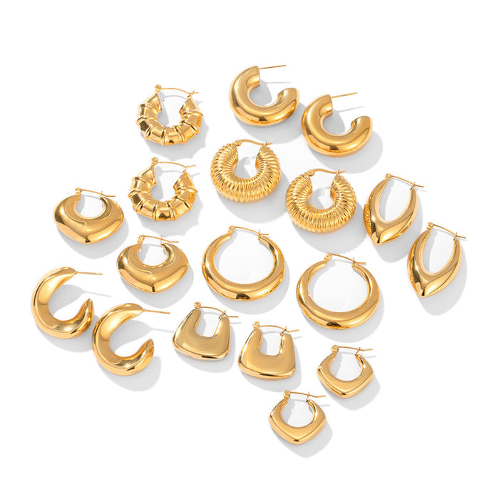 Wholesale Stainless Steel Gold-Plated Hollow Geometric Earrings