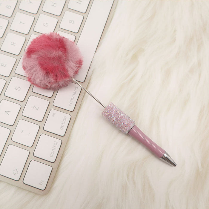 Wholesale Beadable Pens Sugar Rhinestone Leopard Print Pom Pom Pen Fluffy Pens JDC-PN-CY007