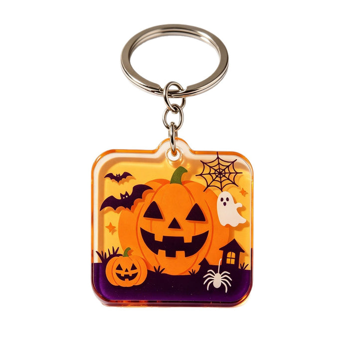 Wholesale Acrylic Pumpkin Ghost Keychain Multi-Shape Holiday Gift Bag Charm MOQ≥2
