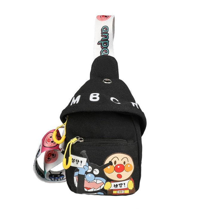 Wholesale Cartoon chest bag with printed texture canvas bag, single shoulder crossbody small bag