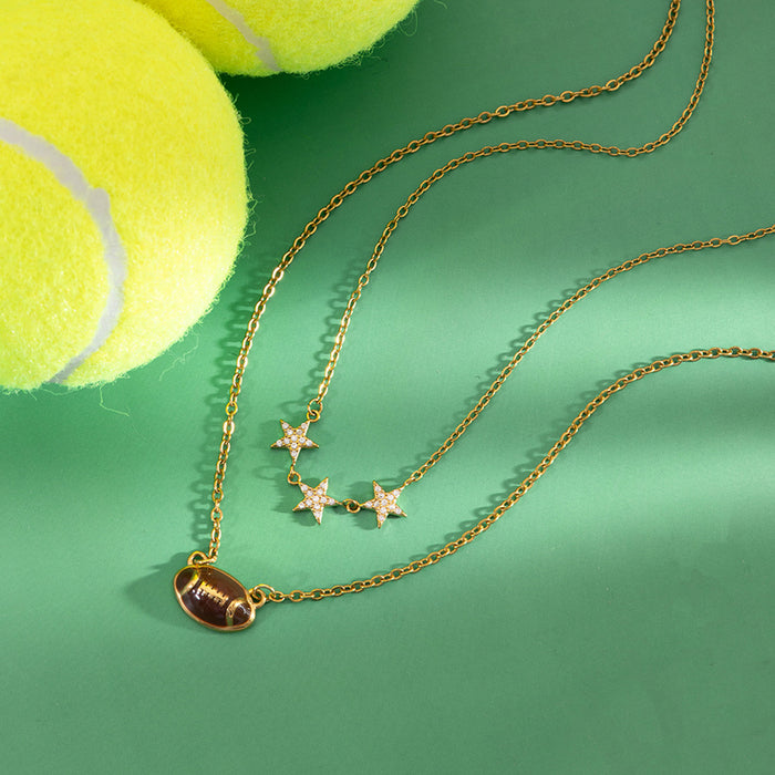 Wholesale Stainless Steel Oil-Drip Rugby Luxury Niche Necklace