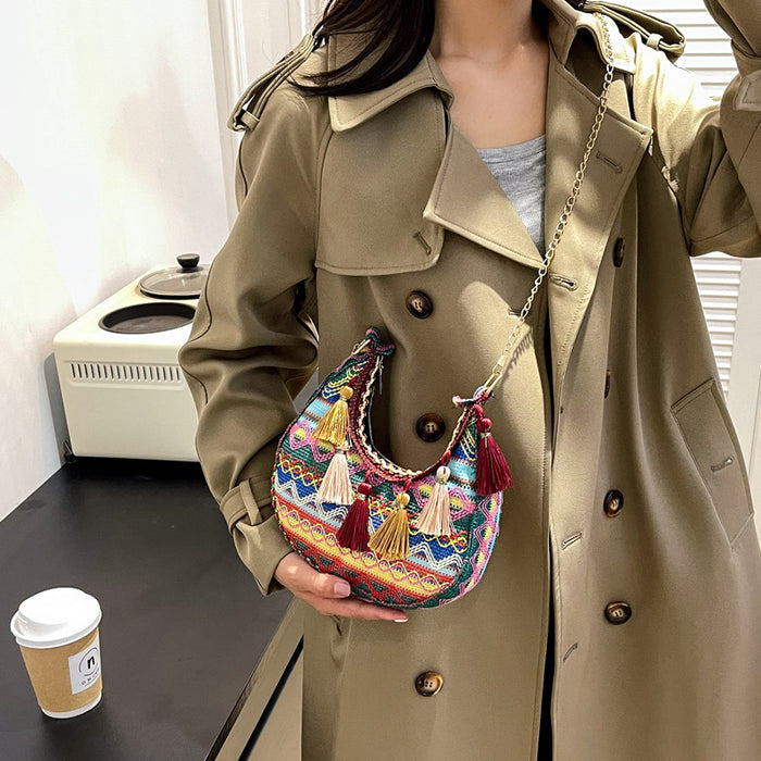 Wholesale Embroidered Ethnic Tassel Canvas Messenger Bag JDC-SD-Wangp007