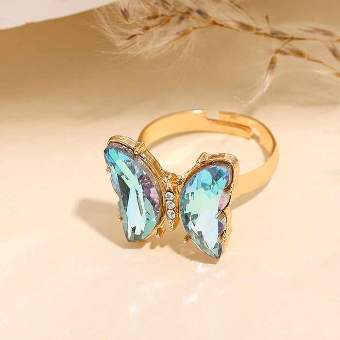 Wholesale Trendy Butterfly Jewelry Set Earrings Necklace Ring Alloy Fashion Accessory