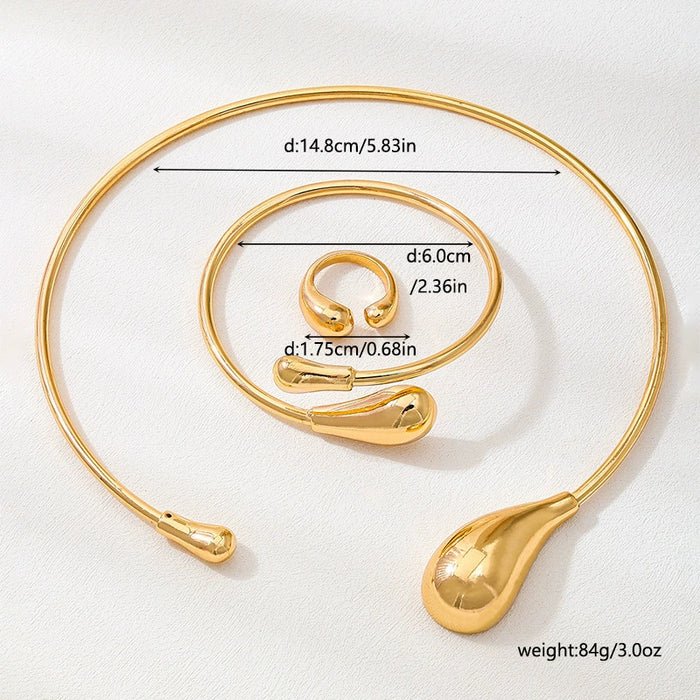 Wholesale Exaggerated Necklace Drop-Shaped Metal Glossy Accessories Necklace