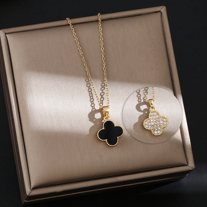 Wholesale four-leaf clover titanium steel necklace women's choker necklace