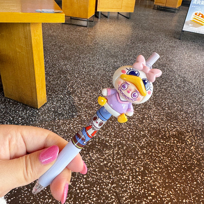 Wholesale Cartoon Smiling Face Funny Flash Diamond Press Ballpoint Pen Blue Cute Girl Girl Dreamy Girl Heart Beaded Pen