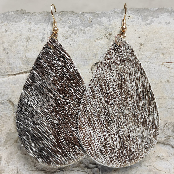 Wholesale Earrings Leather Drop Shape Western Style Long Hair 2 Pairs JDC-ES-HeYi069