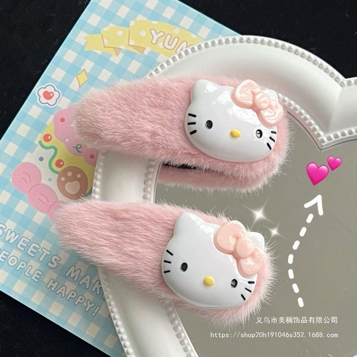 Wholesale plush cat cute cartoon Hair Clips large side