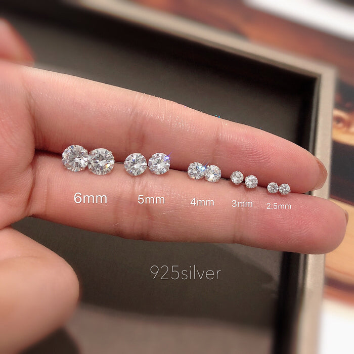 Wholesale  white rhinestone 925 silver needle diamond stud earrings men and women zircon ear bone stud