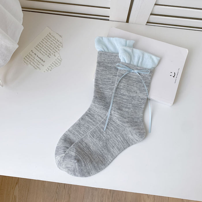 Wholesale Sweet ballet style bow socks with versatile design and stacking