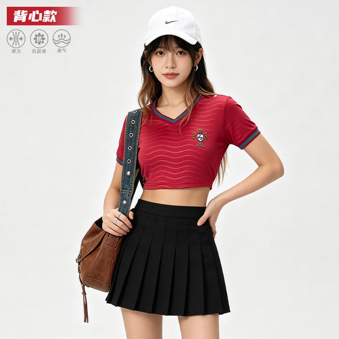 Wholesale World Cup National Team Football Girls Crop Top Short-Sleeve Sports Vest