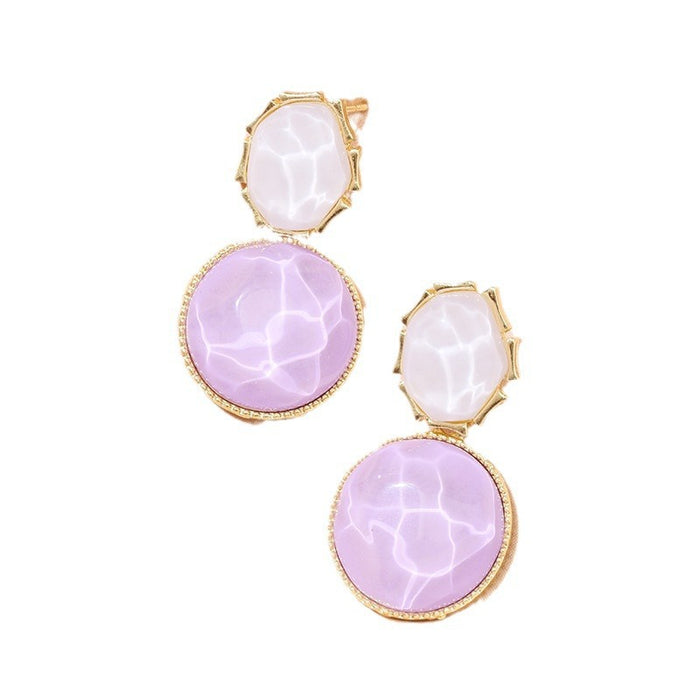 Wholesale Color blocking water ripple retro geometric circular unique light luxury design earrings wholesale