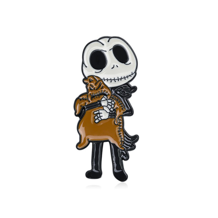 Wholesale  Skull Disc Brooch Pin Zinc Alloy Dripping Oil Finish Trendy Party Accessory