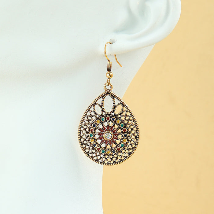 Wholesale Alloy Hollow Drop Earring & Necklace Set Electroplated Trendy Jewelry Accessory
