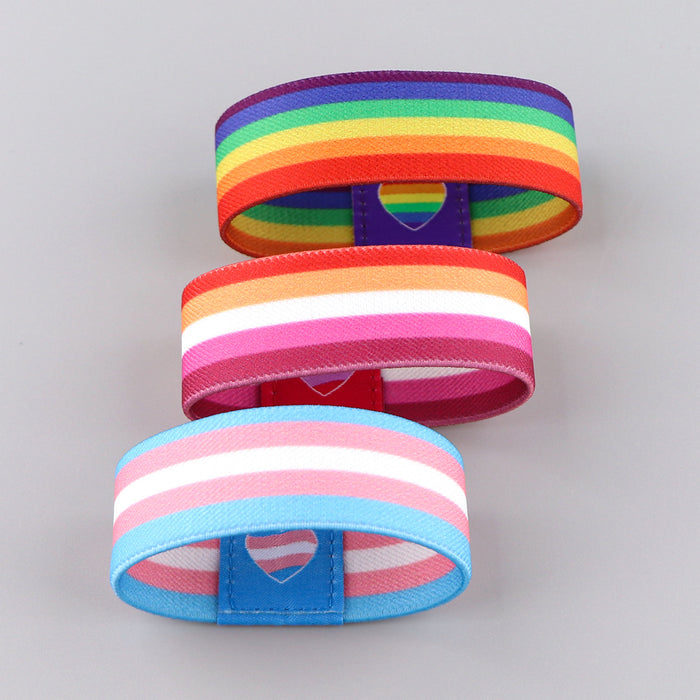 Wholesale 10pcs Selling Rainbow Sports Elastic Wristband Washable Elastic Bracelet