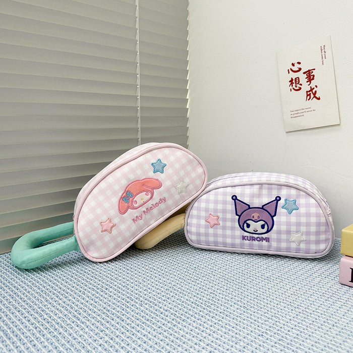 Wholesale Large Capacity Travel Makeup Bag with Plaid Pattern Portable Storage Pouch MOQ≥3