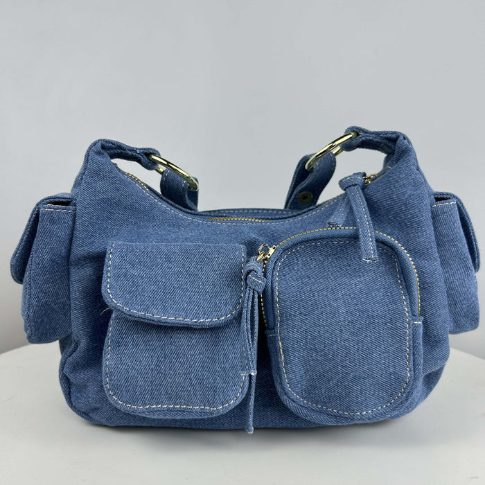 Wholesale Vintage Blue Denim Multi-Pocket Crossbody Bag JDC-SD-KuaiKe008