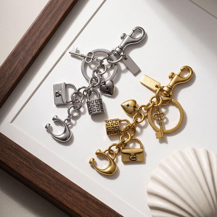 Wholesale Stylish Retro Carved Heart Lock Alloy Bag Charm Keychain Gold Finish Fashion Accessory