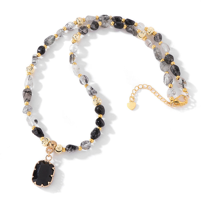 Wholesale Inlaid pendant pumpkin shaped beads and irregular stone beaded necklace