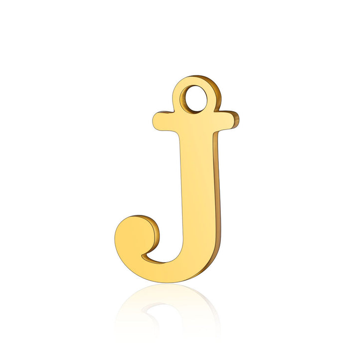 Wholesale 5 Pcs Titanium Steel Letter 26 Gold Capital English Letter Pendants JDC-PT-QZ001