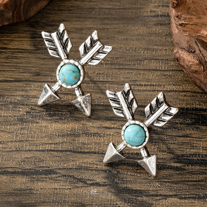 Wholesale Retro Geometric Circle Cactus Earrings