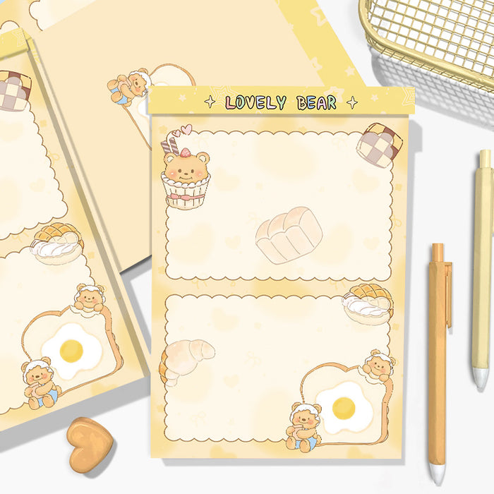 Wholesale A5 Tear-Off Notepad Bread Custard Bear Cartoon Thick Paper for Student Everyday Use