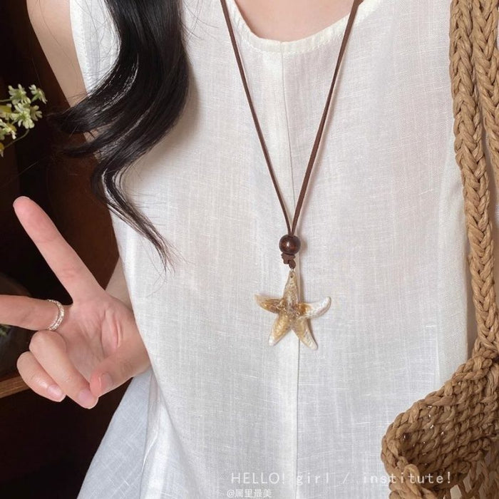 Wholesale Starfish Necklace Women's  Long Neck Sweat Chain