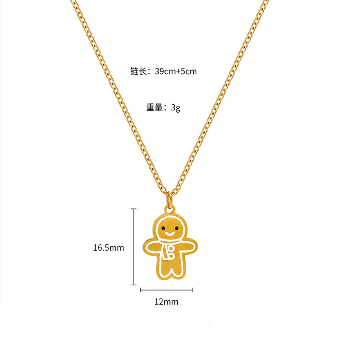 Wholesale Christmas Cartoon Oil Dripping Creative Design Necklace