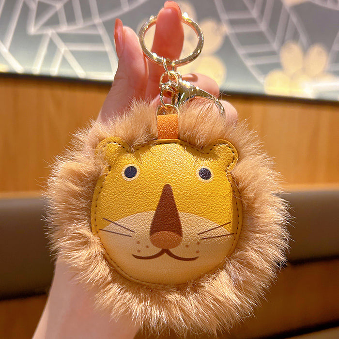 Wholesale Plush Lion Doll Leather Keychain JDC-KC-WWX003