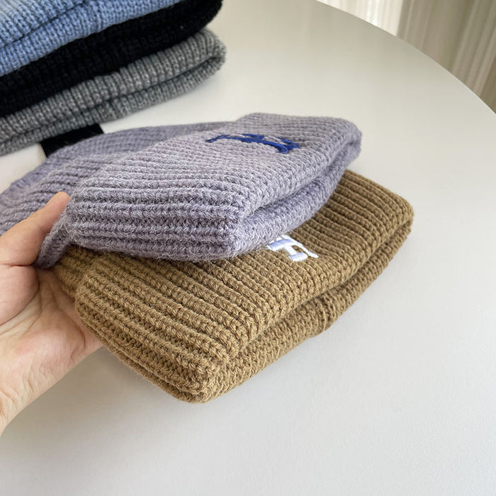 Wholesale autumn and winter cold-proof warm letter embroidered knitted hat ear protection hat JDC-HT-MaiM001