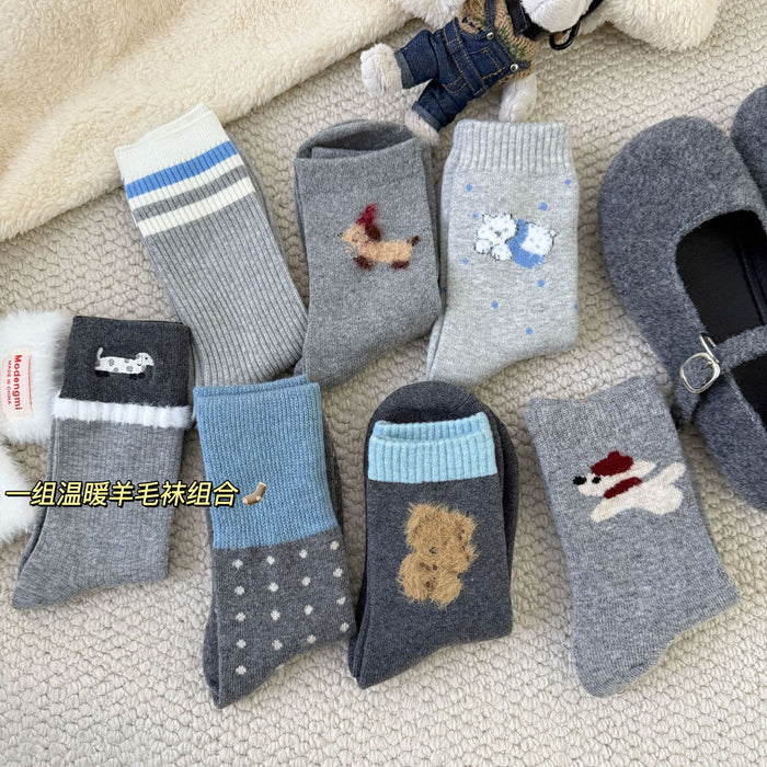 Wholesale Cute socks with contrasting colors, thick and warm socks, looped socks, stacked socks