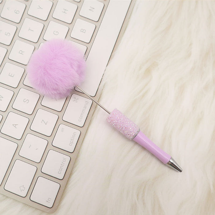 Wholesale Beadable Pens Sugar Rhinestone Leopard Print Pom Pom Pen Fluffy Pens JDC-PN-CY007