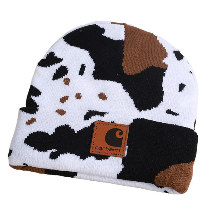 Wholesale Cow Leopard Print Acrylic Camouflage Wool Knitted Hat JDC-FH-Shengn002