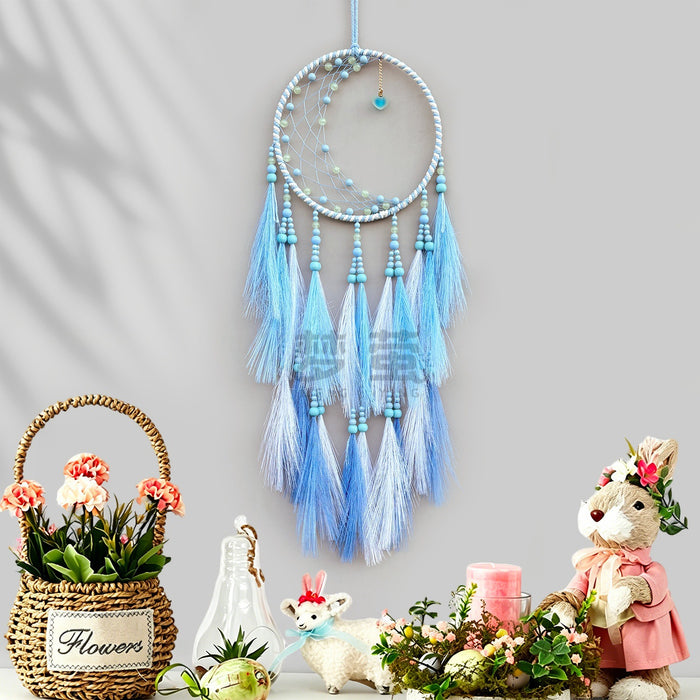 Wholesale Romantic Star Moon Dream Catcher Hand-Knitted Simulated Feather Wall Hanging Home Decor MOQ≥2