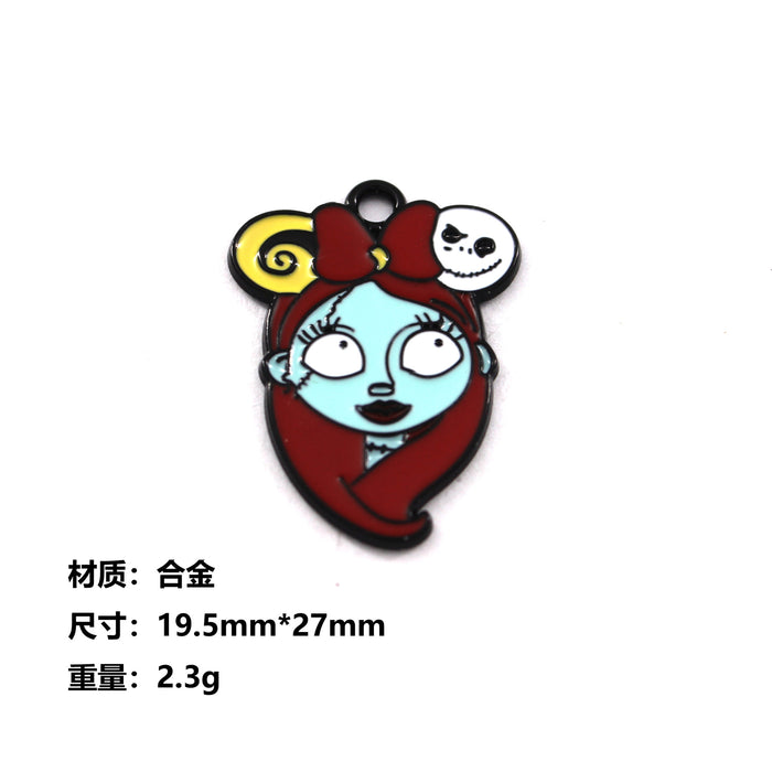 Wholesale 10pcs  Funny Skull Pumpkin Cartoon Accessories Alloy Oil Dropping Pendant Earrings Keychain